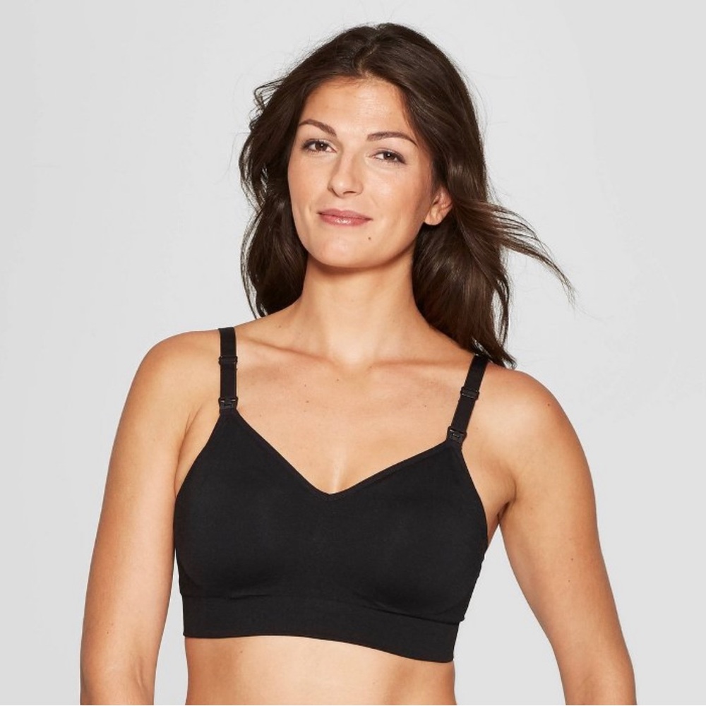 gilligan and o'malley black nursing bra adjustable straps seamless wirefree